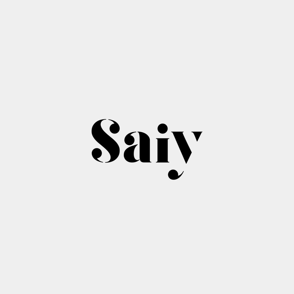 A black and white image of the word saiv.